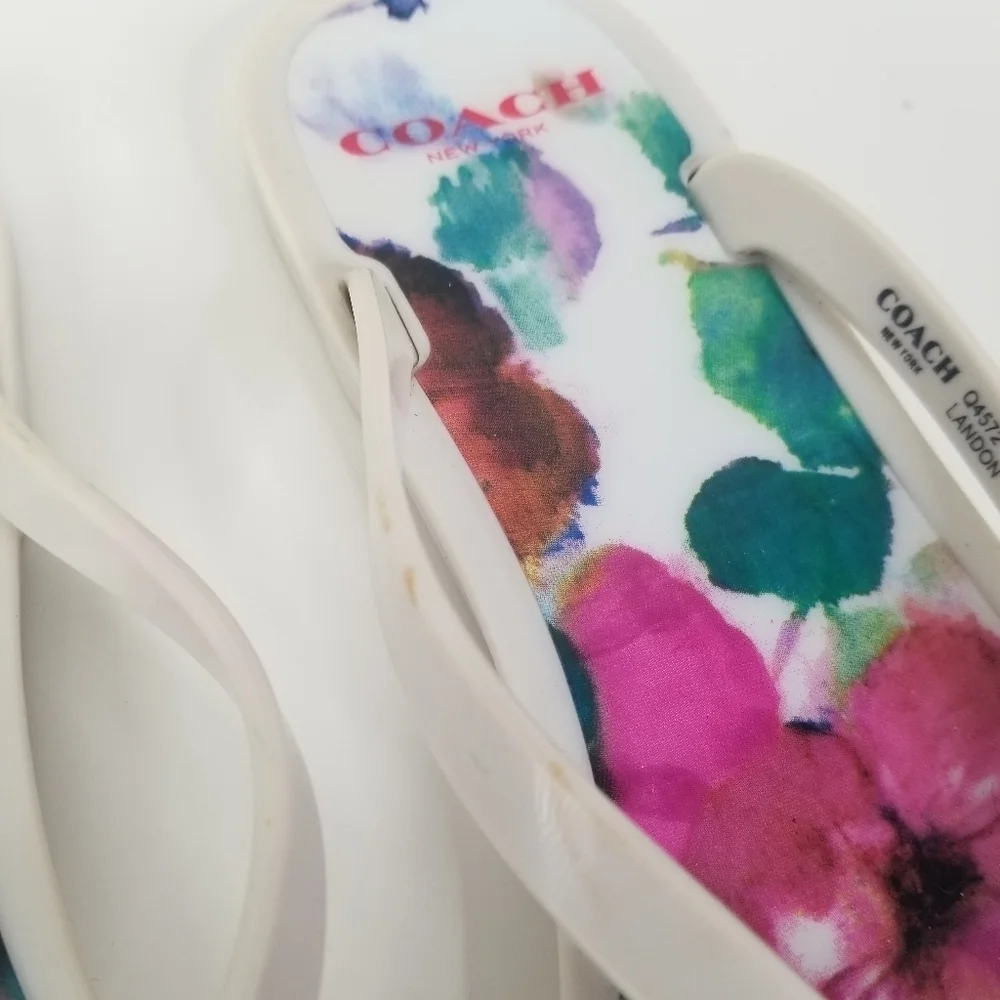 Coach Landon Jelly Floral Sandals Flip Flops Bow Detail Size 6B
